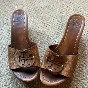 Tory burch tan wedge heels  women size 10
